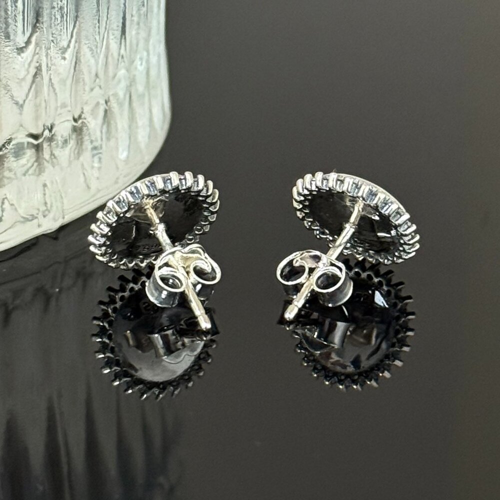 New Orleans Bling Earrings S925 Sterling Silver Handmade Ear Stud - Picture 3 of 4